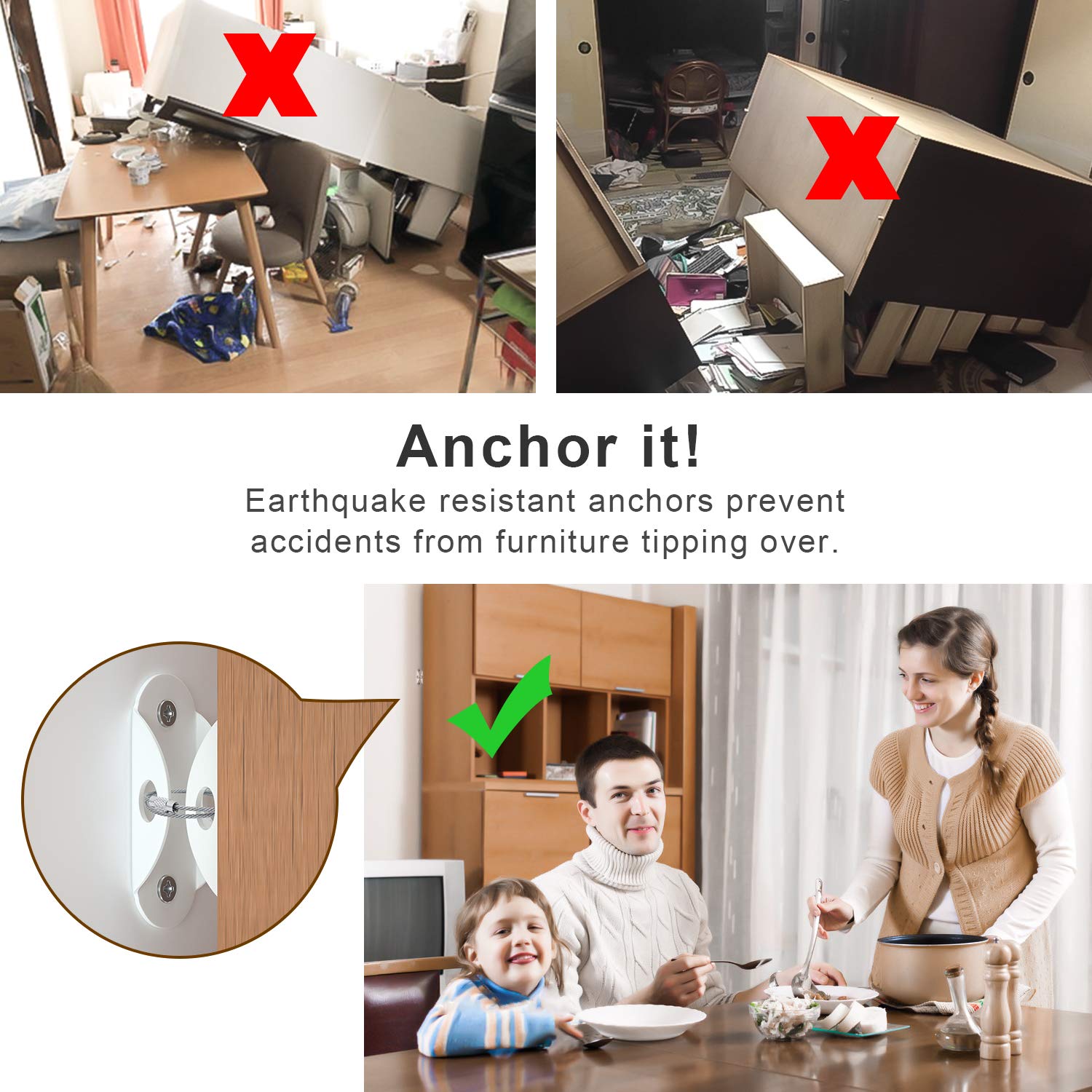 6 Set Furniture Wall Anchors A - Earthquake Anchor Strap のレビューと価格