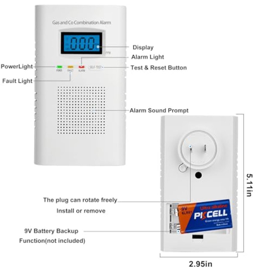 2 Pack Combination Gas and Car - Co Detector Plug のレビューと価格