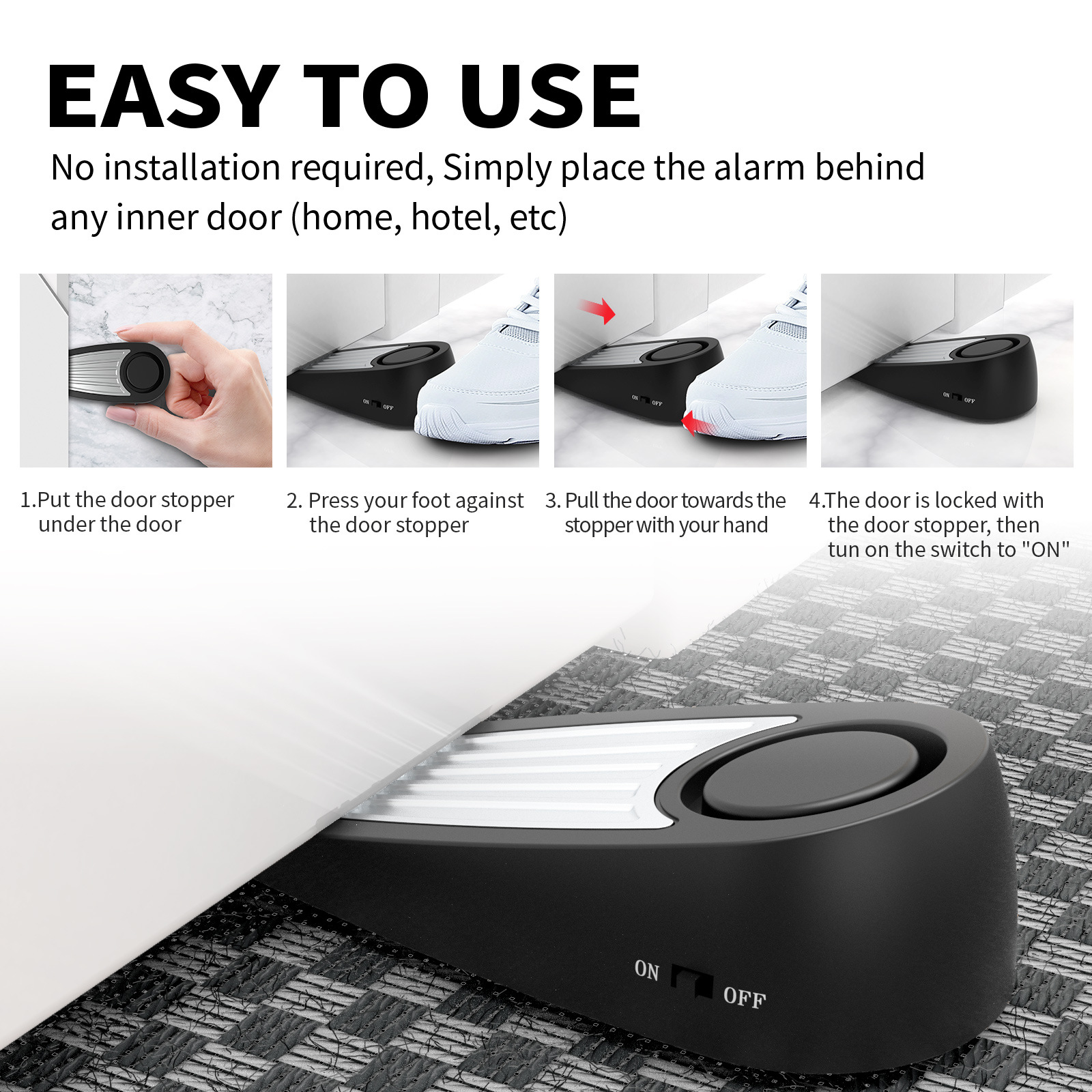 Wireless 130dB Door Stop Alarm - Door Stop Alarm のレビューと価格