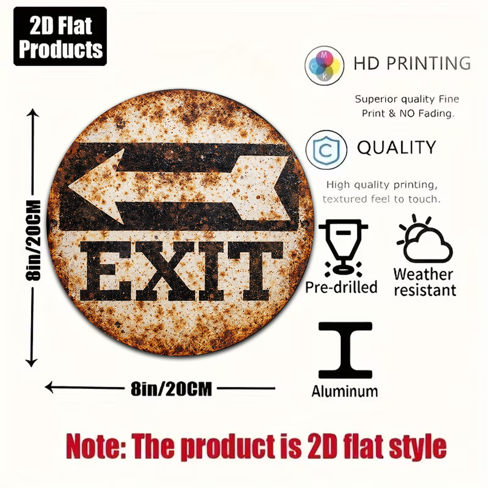 2D Metal Sign 8x8in/20x20cm Re - Emergency Exit Sign のレビューと価格