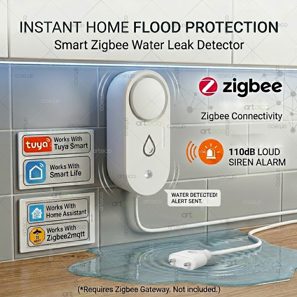 Zigbee Water Leak Detector Sma - Water Alarm Sensor のレビューと価格