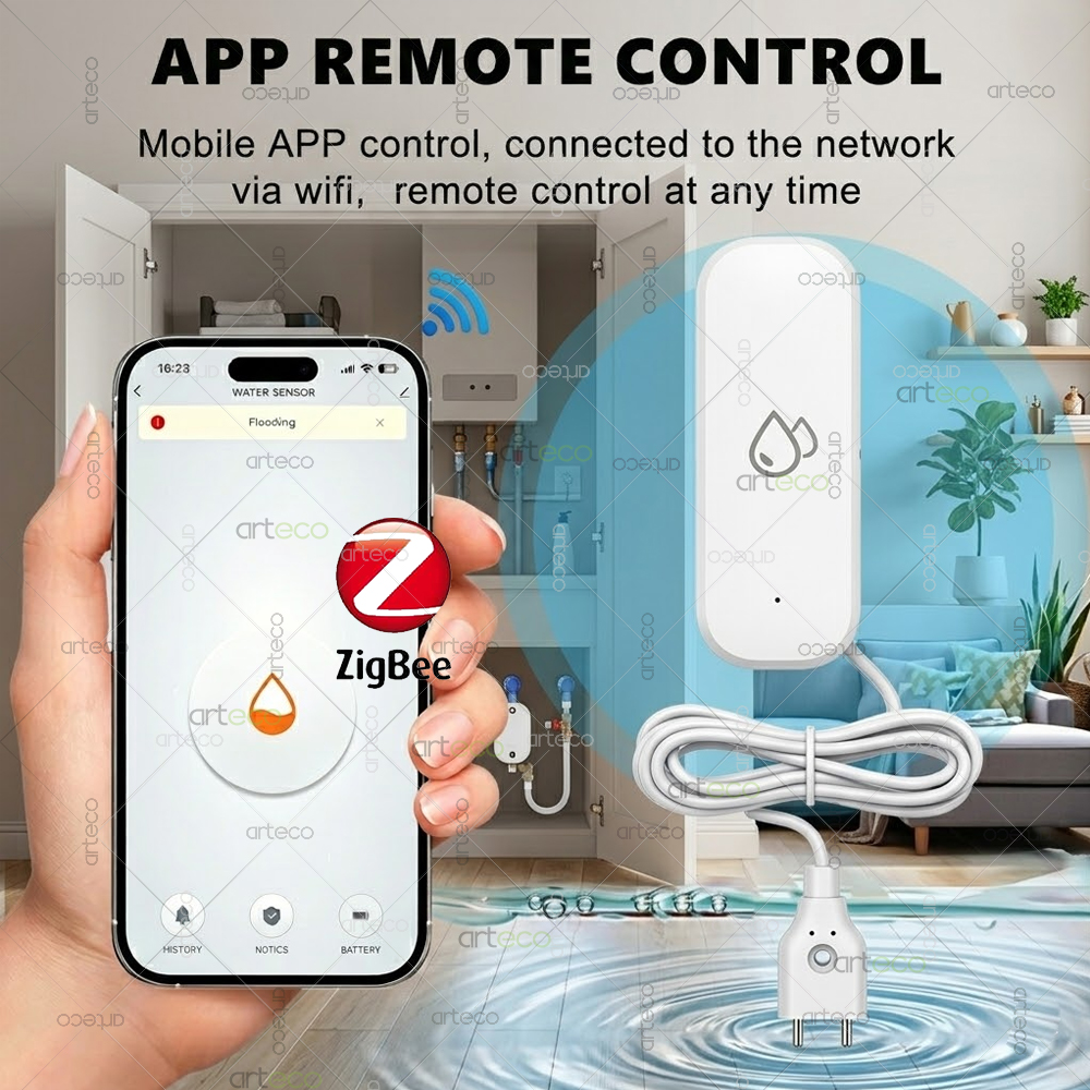 Zigbee Water Leak Detector Sma - Water Alarm Sensor のレビューと価格