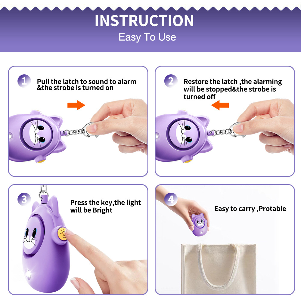 H8 2024 New Cute Cat Personal  - Personal Alarm Keychain のレビューと価格