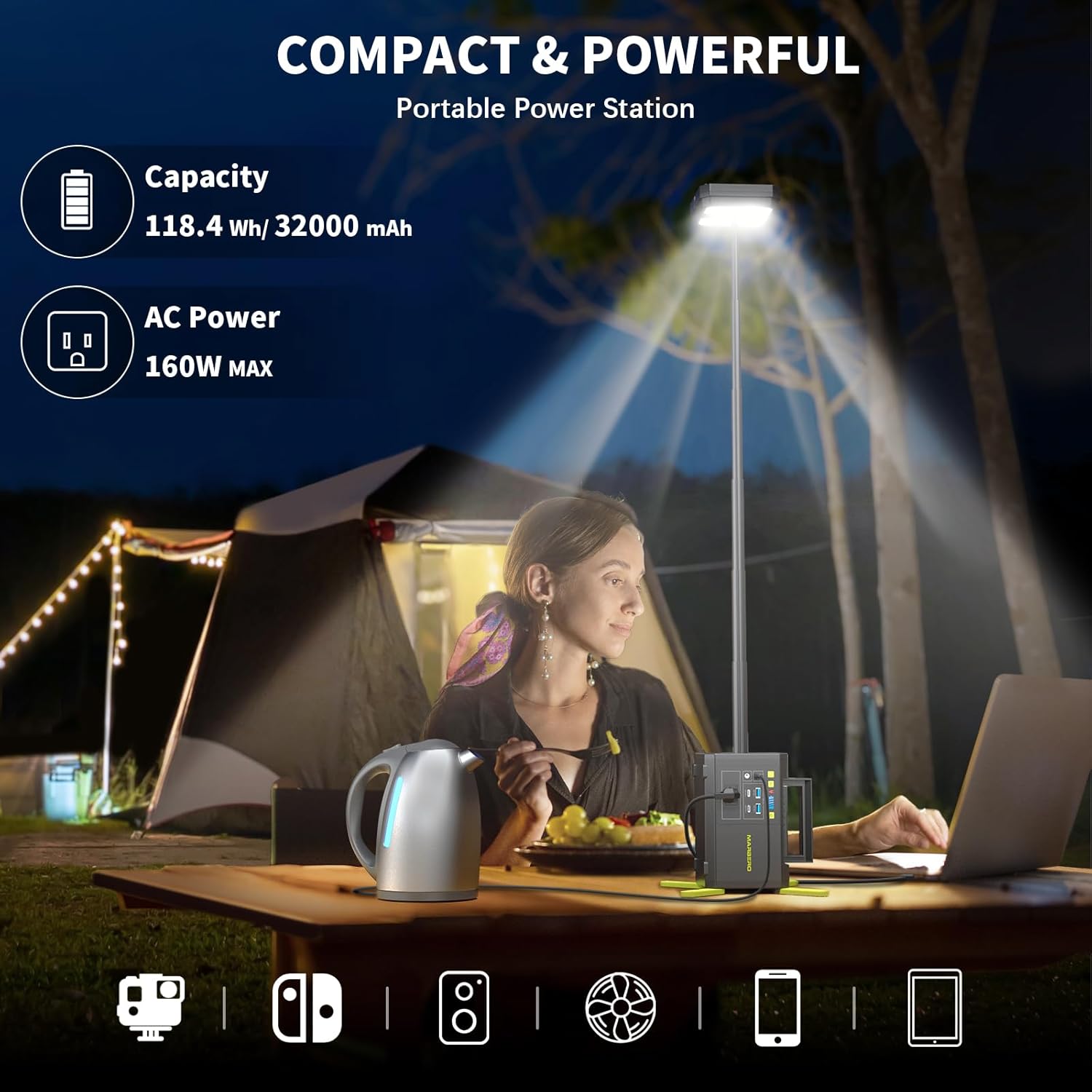 118Wh Portable Power Station w - Power Outage Light のレビューと価格