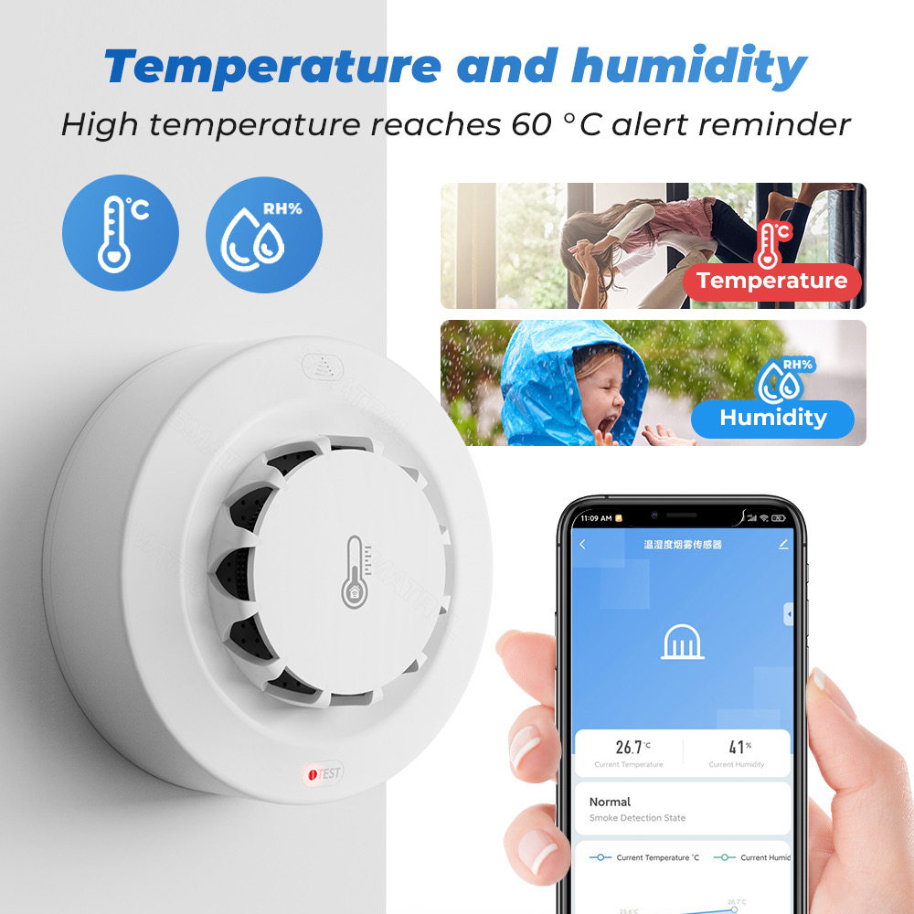 Tuya WiFi Smoke Alarm Temperat - Smoke Detector Interconnected のレビューと価格